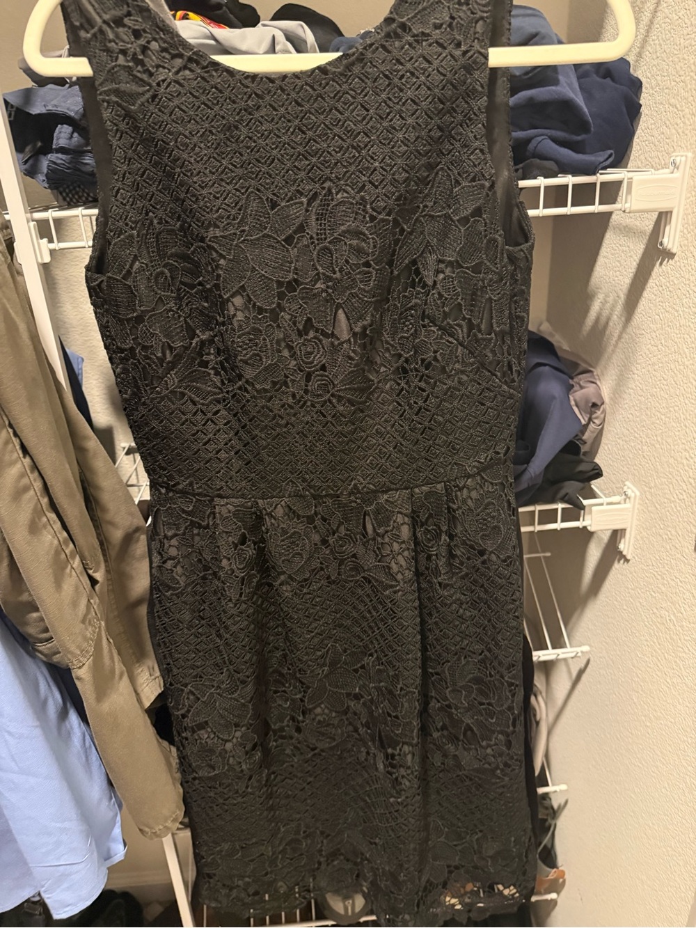 White House Black Market Black Floral Lace Midi Dress